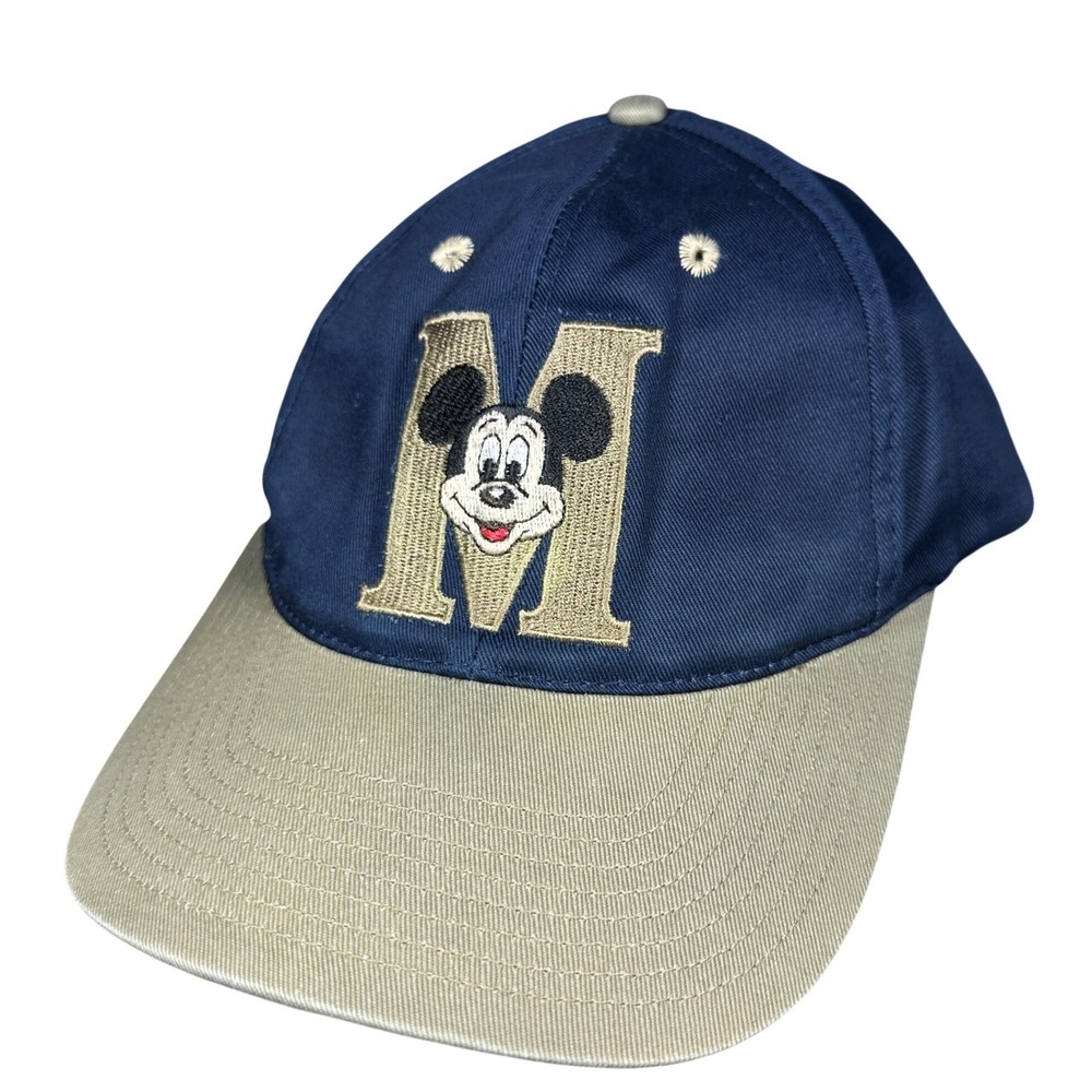 Vintage Mickey Mouse Snapback Hat Navy Blue Tan Two Tone Mens OSFM Goofys Hat Co